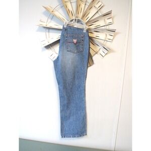Vintage Guess USA Cropped Jeans Size 32 Low Rise Hem Ankle Zippers 100% Cotton